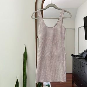 Free people fitted white ribbed cotton dress